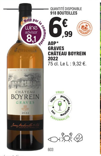 E.Leclerc AOP* GRAVES CHÂTEAU BOYREIN 2022 offre