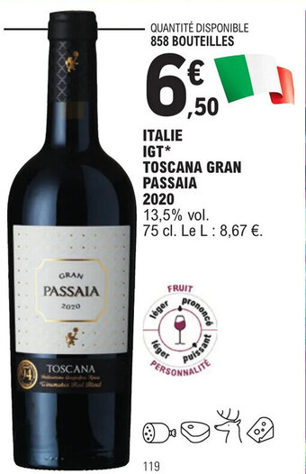 E.Leclerc ITALIE IGT* TOSCANA GRAN PASSAIA offre