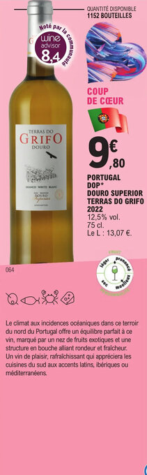 E.Leclerc PORTUGAL DOP* DOURO SUPERIOR TERRAS DO GRIFO offre