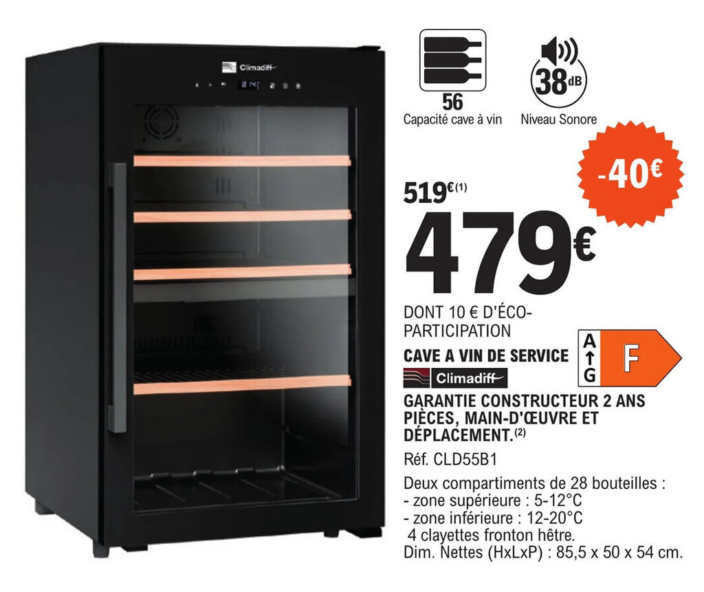 Promo CAVE A VIN DE SERVICE Climadiff chez E.Leclerc