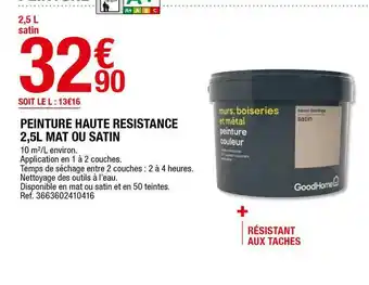Brico Dépôt Peinture Haute Resistance 2,5l Mat Ou Satin offre