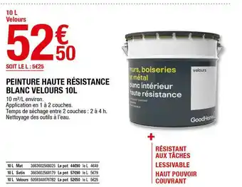 Brico Dépôt Peinture Haute Résistance Blanc Velours 10l offre