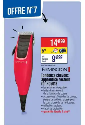 Cora x Carrefour Tondeuse Cheveux Apprentice Secteur Remington Réf. Hc5018 offre