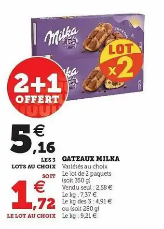 Hyper U Gâteau Milka offre