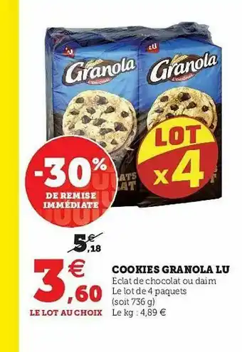 Hyper U Cookies Granola Lu offre