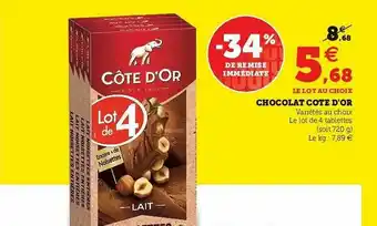 Hyper U Chocolat Côte D'or offre