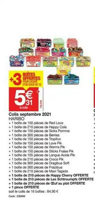 Promocash Colis Septembre 2021 Haribo offre