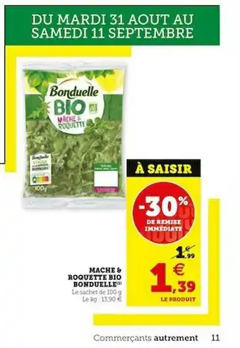 U Express Mâche & Roquette Bio Bonduelle offre