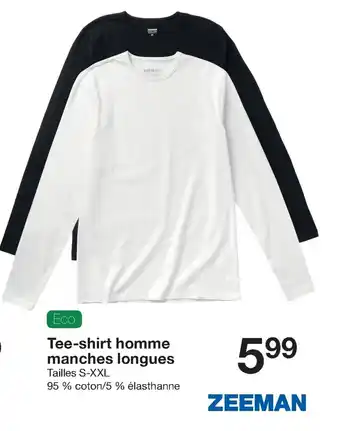 Zeeman Tee-Shirt Homme Manches Longues offre