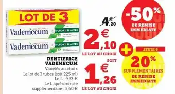 Super U Dentifrice Vademecum offre