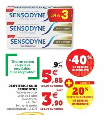 Super U Dentifrice Soin Sensodyne offre