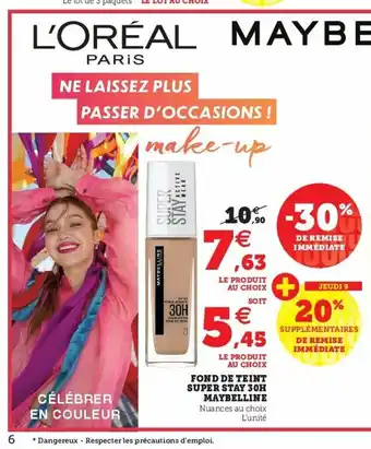 Super U Fond De Teint Super Stay 3 Oh Maybelline offre