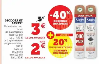 Super U Deodorant Sanex offre