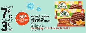 E.Leclerc BURGER À L'OIGNON SURGELÉS X10 "ISLA DÉLICE HALAL" offre