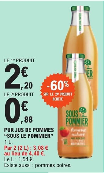 E.Leclerc PUR JUS DE POMMES "SOUS LE POMMIER" offre