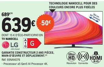 E.Leclerc GARANTIE CONSTRUCTEUR 2 ANS PIÈCES, MAIN-D'ŒUVRE ET DÉPLACEMENT.(1) offre