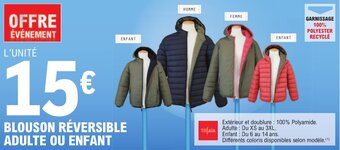 E.Leclerc BLOUSON RÉVERSIBLE ADULTE OU ENFANT offre