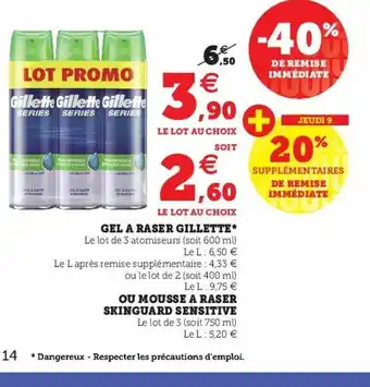 Super U Gel A Raser Gillette offre