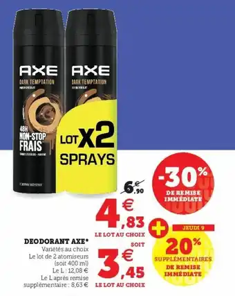 Super U Deodorant Axe* offre