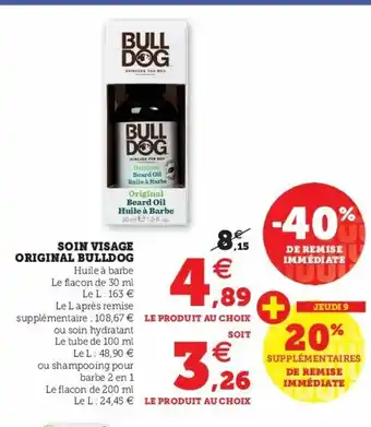 Super U Soin Visage Original Bulldog offre