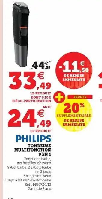 Super U Tondeuse Multifonction 9 en 1 offre