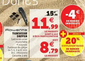 Super U Tondeuse Driver offre
