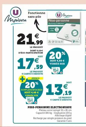 Super U Pese-Personne Electronique offre
