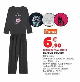 Promo Pyjama Femme chez Super U