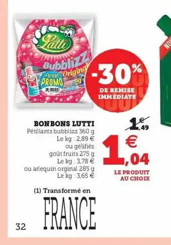 Super U Bonbons Lutti offre
