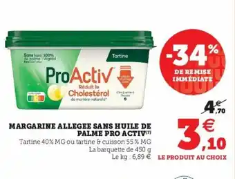 Super U Margarine Allegee Sans Huile De Palme Pro Avtiv offre