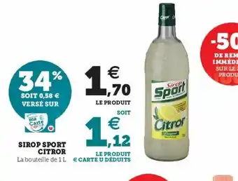 Super U Sirop Sport Citror offre