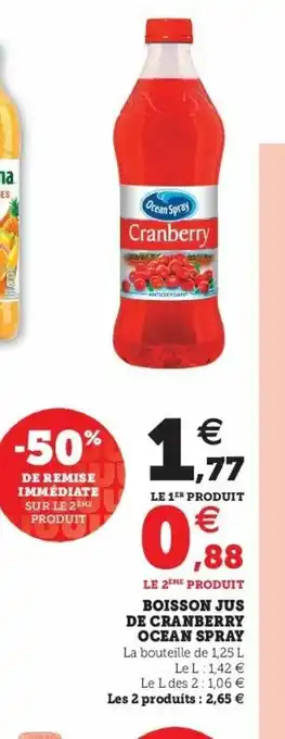Super U Boisson Jus De Cranberry Ocean Spray offre