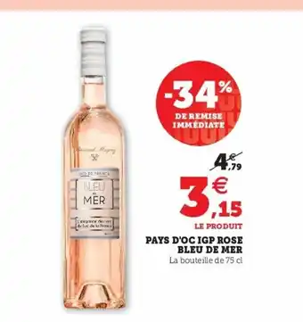 Super U Pays D'oc Igp Rose Bleu De Mer offre