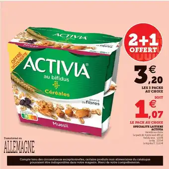 Super U Specialite laitiere activia offre