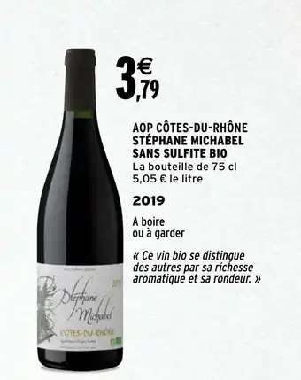 AOP côtes-du-rhône stéphane michabel sans sulfite bio