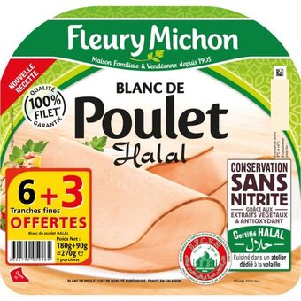 Auchan Blanc de poulet sans nitrite halal fleury michon offre