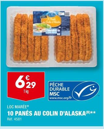 ALDI Loc marée 10 panés au colin d’alaska offre