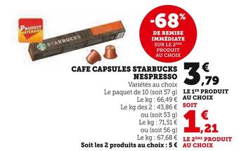 U Express Starbucks cafe capsules nespresso offre