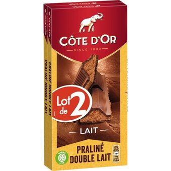 Auchan Tablettes de chocolat praliné double lait côte d'or offre