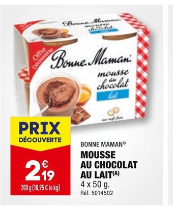 ALDI Bonne maman mousse au chocolat au lait offre