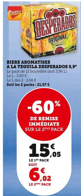 U Express Desperados biere aromatisee a la tequila 5,9° offre