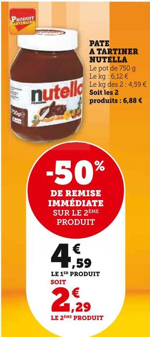 U Express Nutella pate a tartiner offre