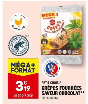 ALDI Petit choisi crêpes fourrées saveur chocolat offre