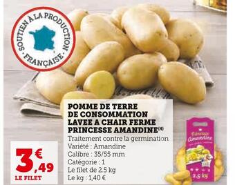 U Express Princesse amandine pomme de terre de consommation lavee a chair ferme offre