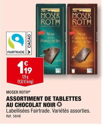 ALDI Moser roth assortiment de tablettes au chocolat noir offre