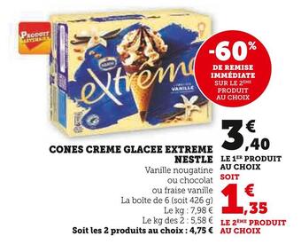 U Express Nestle cones creme glacee extreme offre