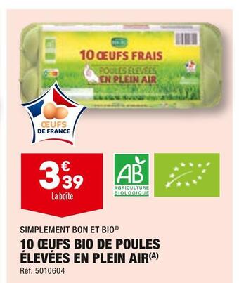 ALDI Simplement bon et bio 10 œufs bio de poules élevées en plein air offre