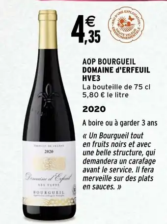 Intermarché AOP bourgueil domaine d'erfeuil HVE3 offre