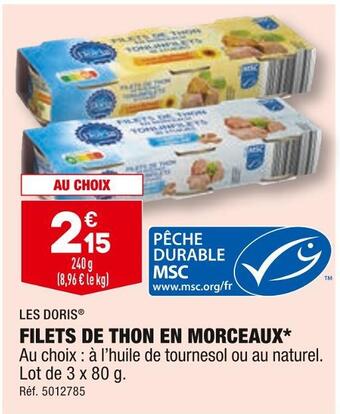 ALDI Les doris filets de thon en morceaux offre