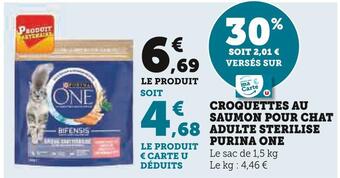 Purina one croquettes au saumon pour chat adulte sterilise